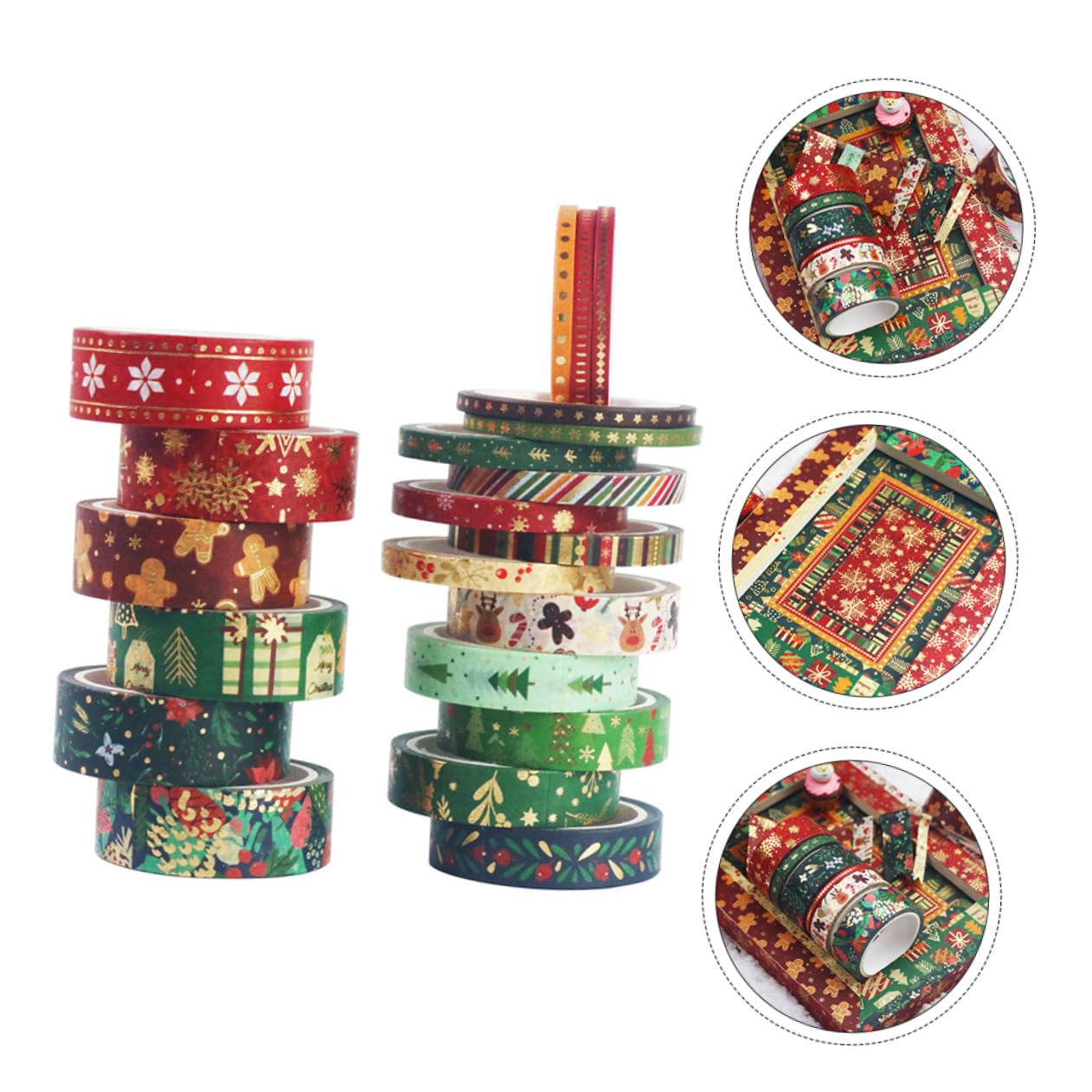 DOITOOL 3 Sätze Weihnachtsdesign Washi Tapes Dekorative Klebebänder Für Notizbücher Diy Projekte Und Geschenkverpackungen Festliche Aufkleber Für Kreative Bastelideen 21 Rollen * 3