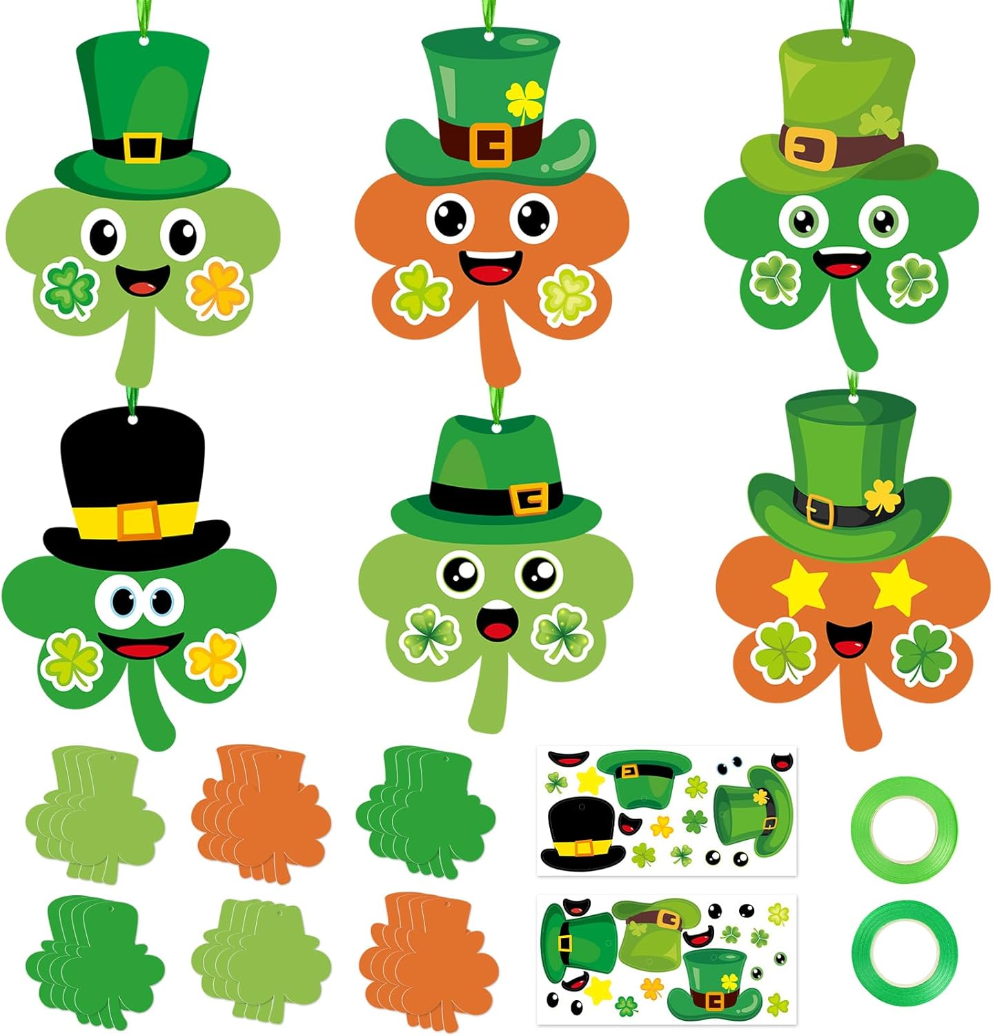 PAIVSUN 24Pcs Easter Crafts Kit, Make Your Own Easter Bunny Arts and Crafts Set, DIY Self-Adhesive Bunny Sticker Handmade Artwork Decorations Spring Party Favors Supplies