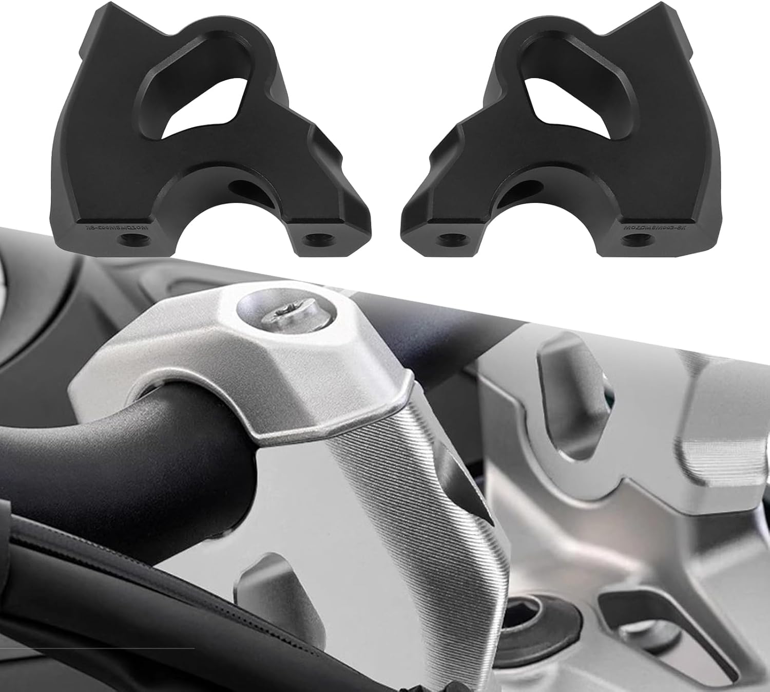 Motorcycle Handlebar Risers Clamp CNC Handle Bar Mount Clamps Black Riser Inserts Replacement for BMW R1300GS R1300 GS 2024 2025 (Sliver)