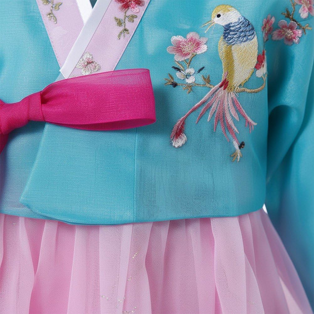 Robe Hanbok Traditionnelle Coréenne pour Femme, Broderie Florale, Costume De Princesse De Cour Coréenne pour Cosplay