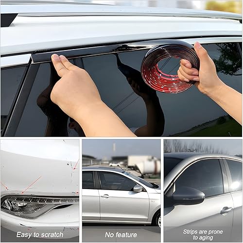 Miniatura 4 de Tiras cromadas para interior de automóvil, tiras cromadas de 16.5 pies para automóviles, tira de borde cromado de cuerpo lateral, moldura cromada