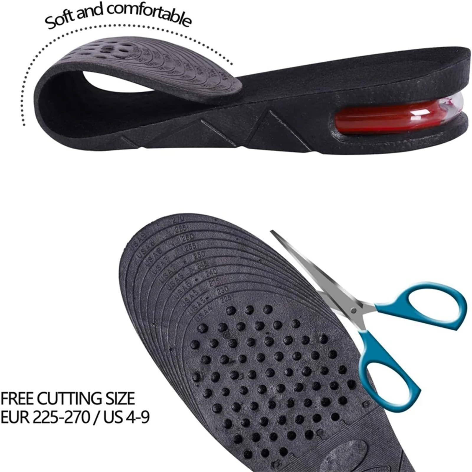 Plantillas Altura Hombre Nueva almohadilla for el pie, plantilla invisible, corte de zapato, inserto talón, soporte más alto, absorción, aumento altura ajustable(9CM)