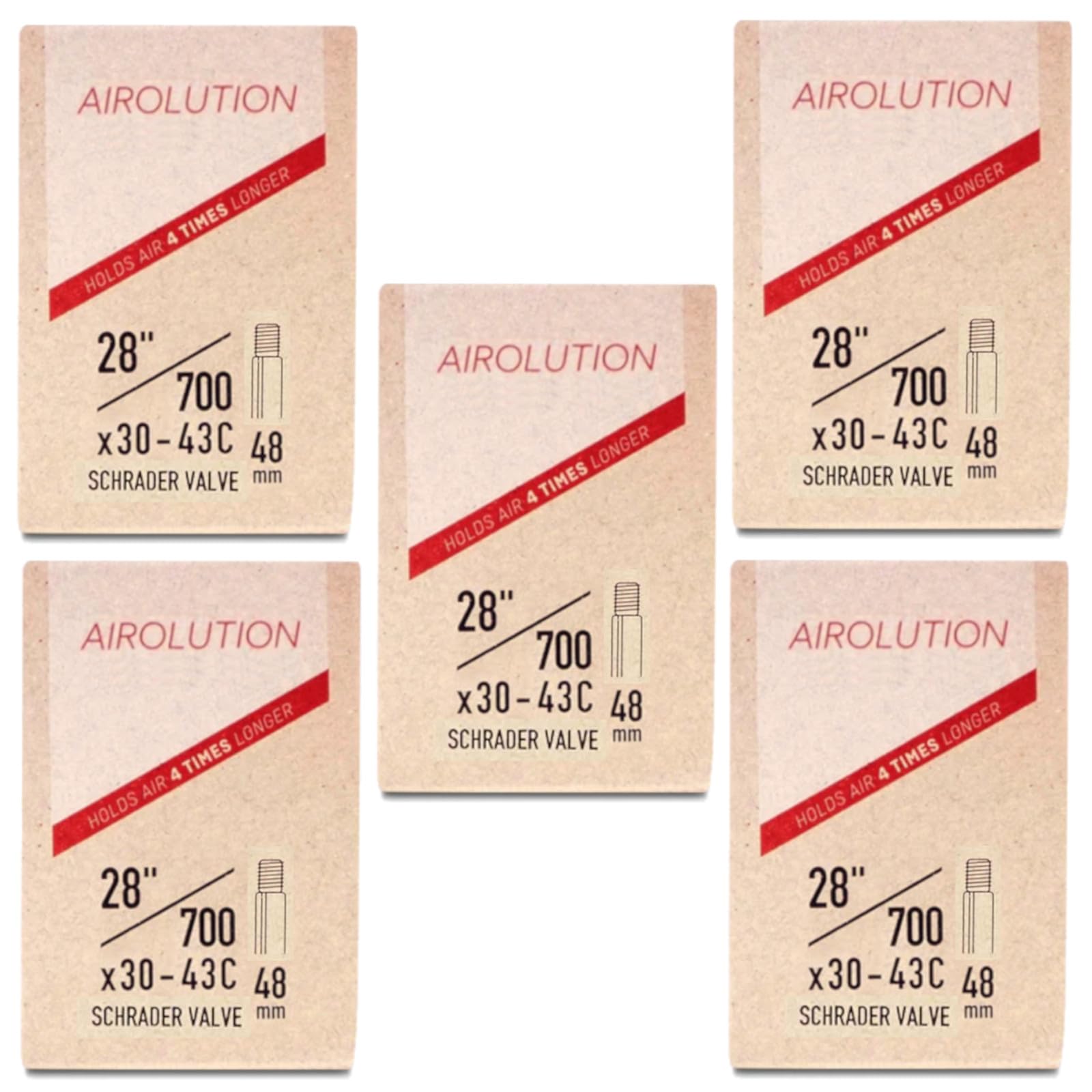 Airolution 700 x 30-43c Bike Inner Tubes with Schrader Valve (Pack of 5)
