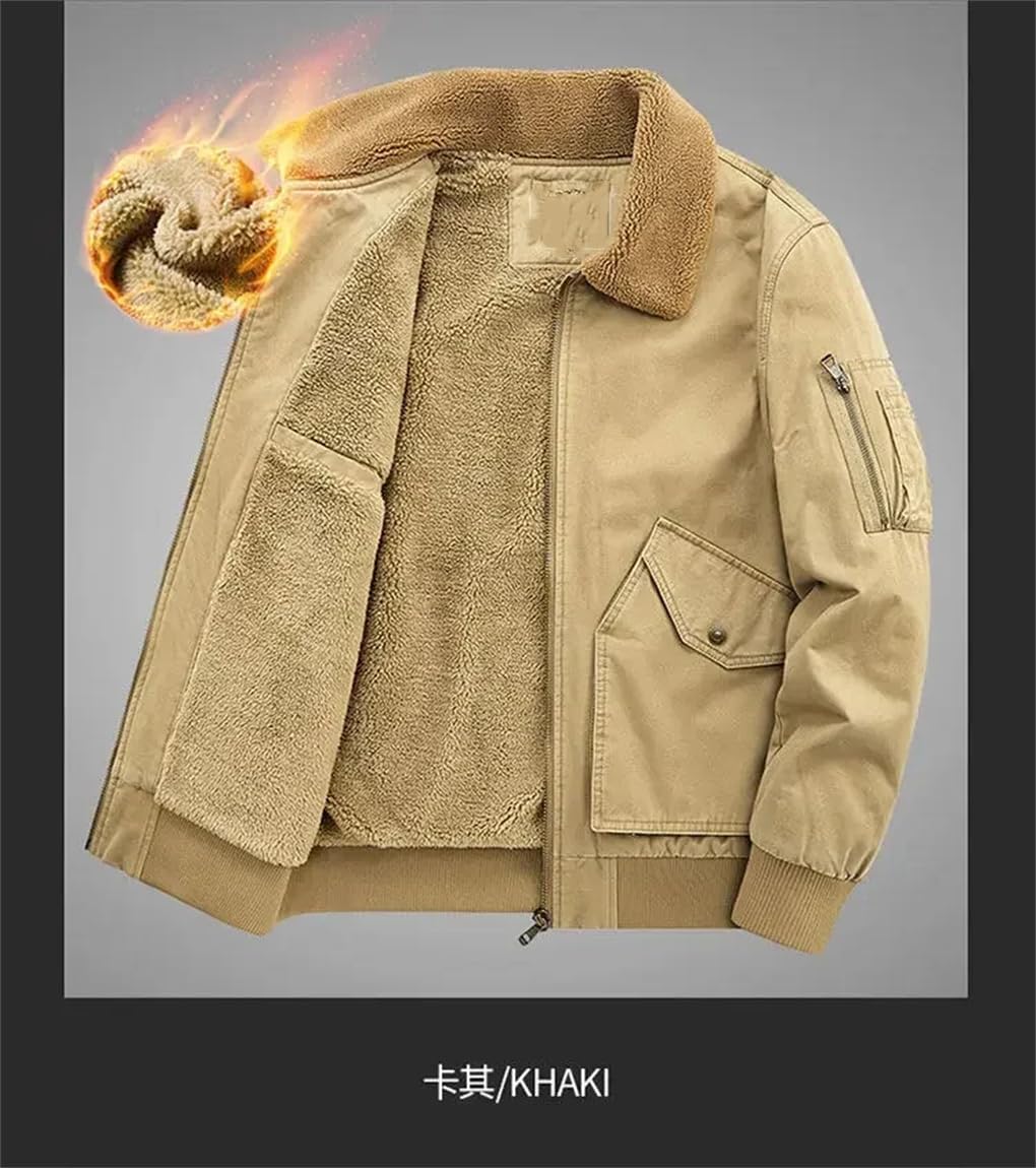 REHJJDFD Men's Cotton Winter Thick Casual Cotton-Padded Men Lapel Warm Thick Down Jacket Youth Thick Down Jackets