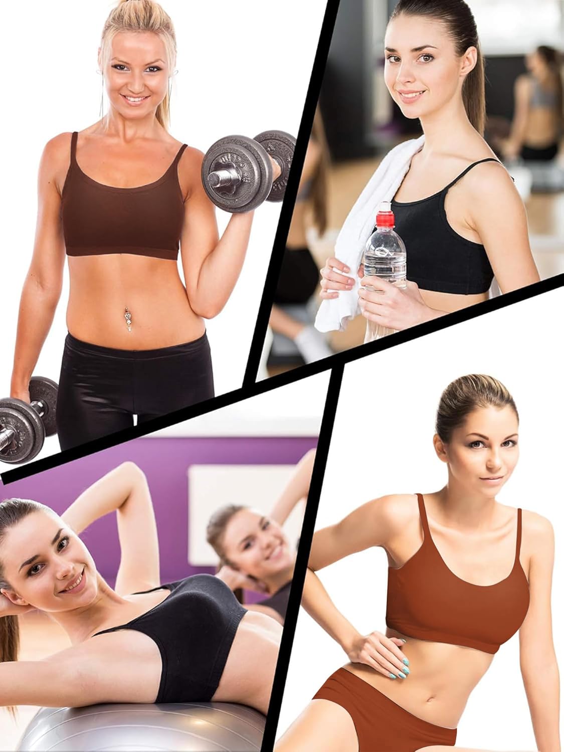 Blulu 3/6 Pieces Mini Camisole Bra Wireless Padded Bra Sport Cami Bralette with Adjustable Straps for Women Girls - Image 5