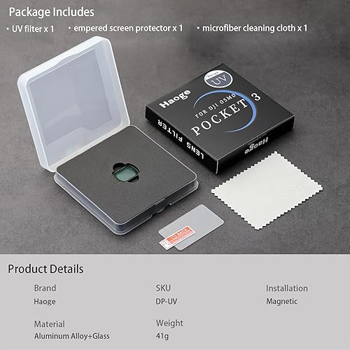 Miniatura 8 de Haoge Filtro UV magnético para DJI Osmo Pocket 3 Creator Combo,Filtro de protección de lente multicapa,Accesorios ligeros para cámara de acción