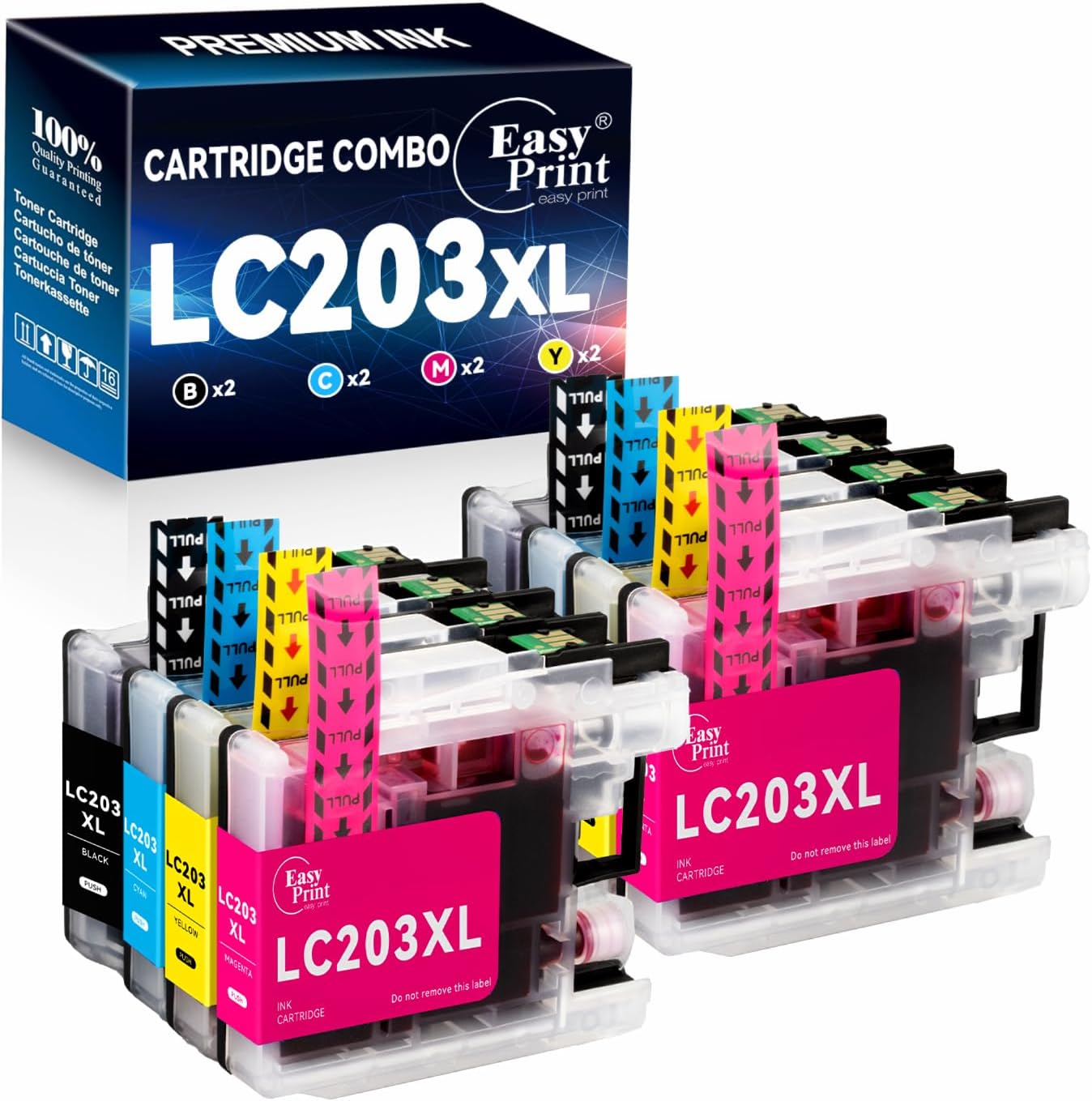 Compatible LC203XL LC201XL Ink Cartridges (8-Pack, 2xBCMY)
