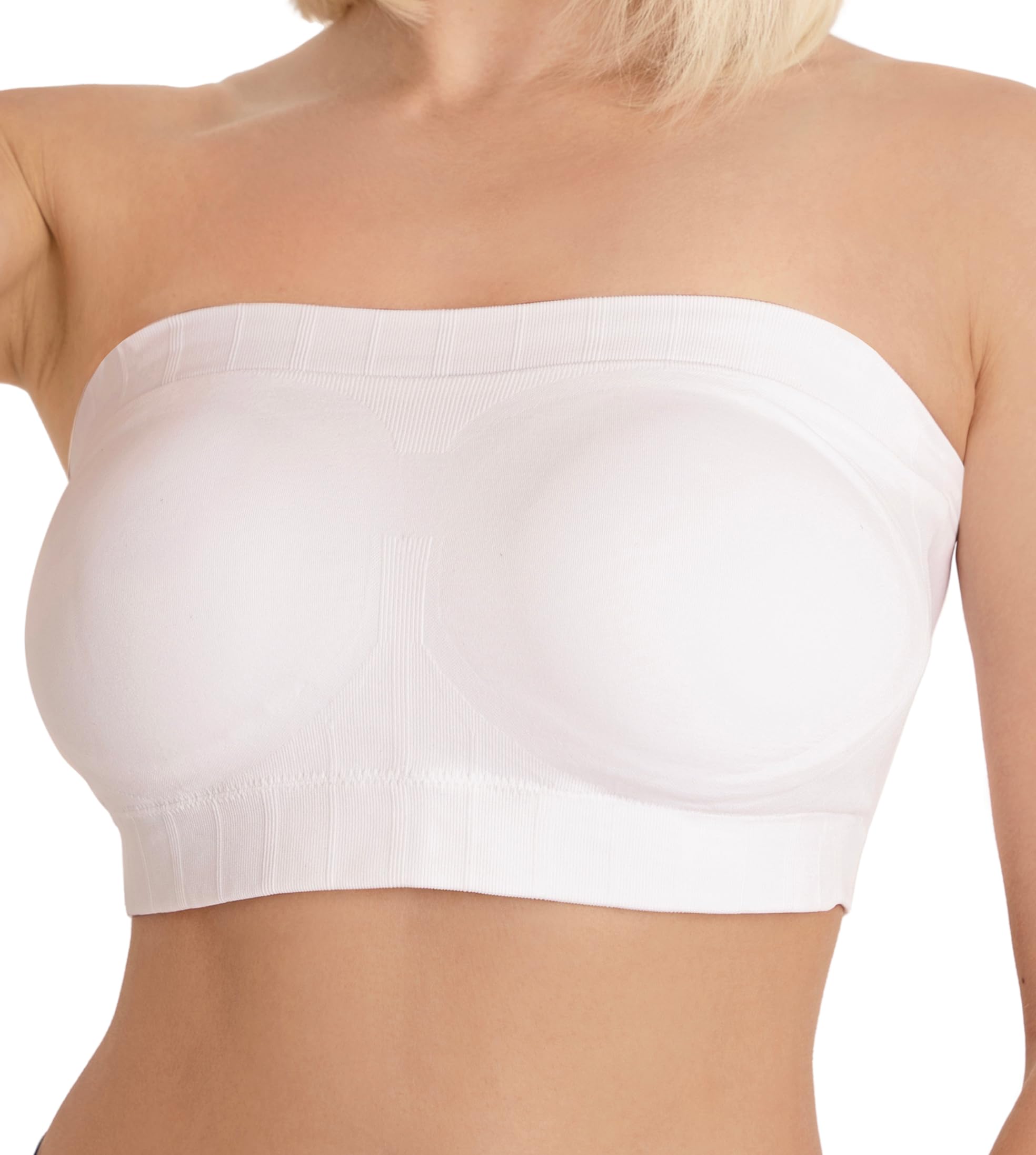 Conturve Women's White Underwire Seamless Convertible Bandeau Bra – Topable Strapless Bra For