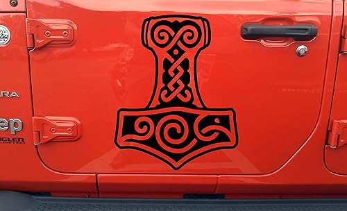 Miniatura 2 de Mjolnir - Calcomanía de vinilo V4 - Martillo vikingo mitología nórdica - Adhesivo troquelado