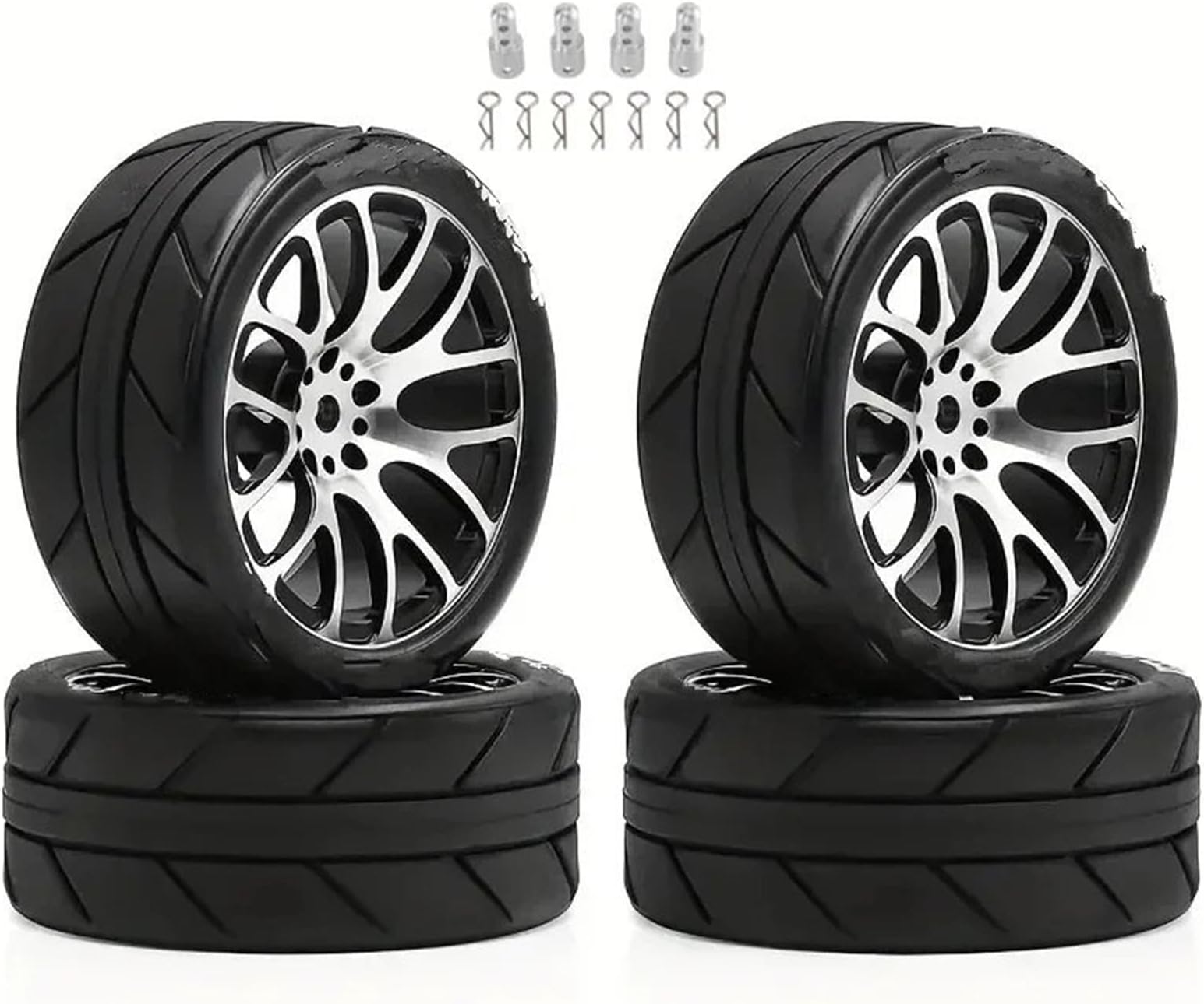 RC Repairs Models For MJX For Hyper Go 14304 14303 14302 14301 1/14 Metal Wheel Tires For Rally CNC High Strength Metal Wheels Height Increasing Set(Black)
