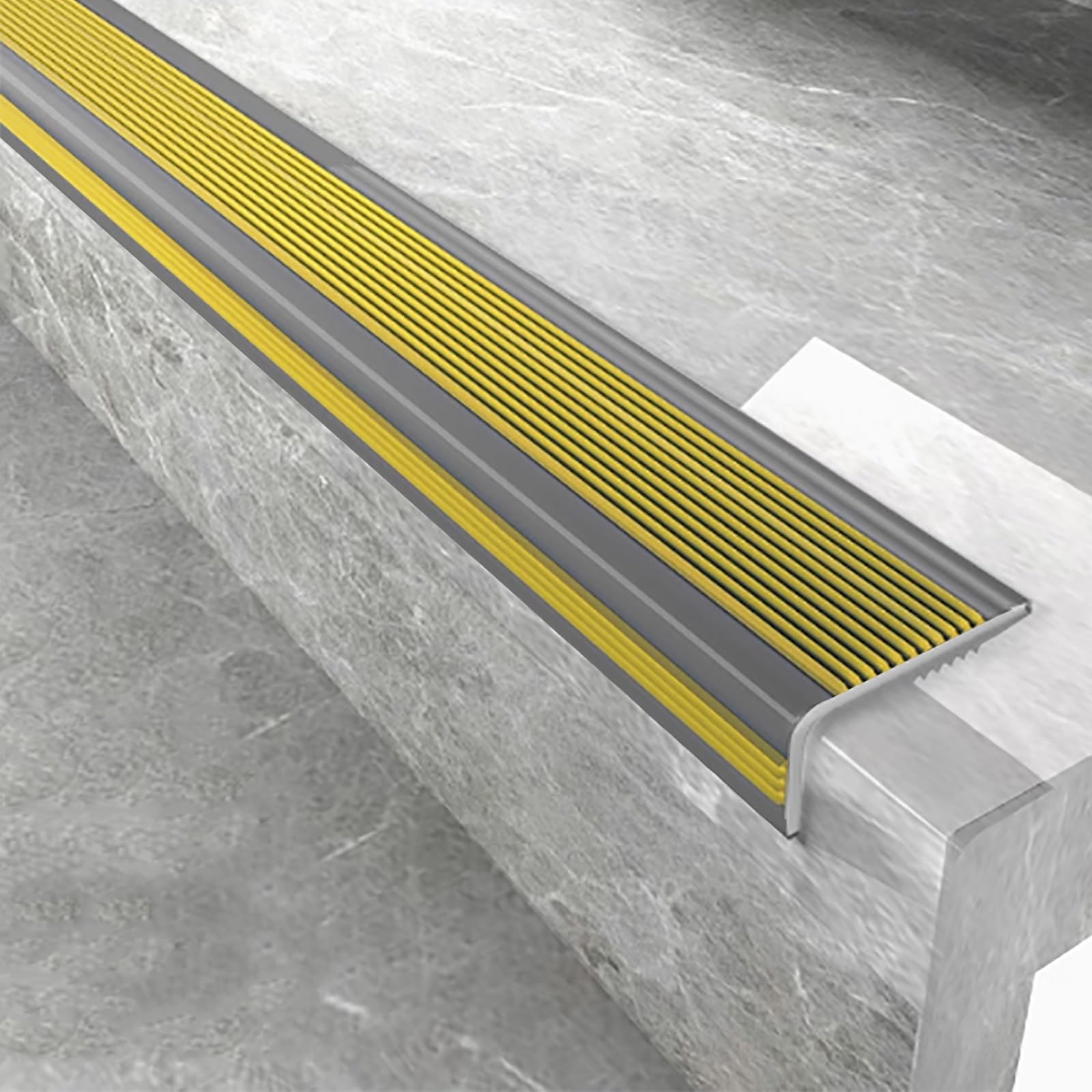 Borde de Escalera, Tira de Transición Antideslizante para Escalones, Tira de Protección de Borde de Seguridad Autoadhesiva de PVC en Forma de L, para Exteriores e Interiores, Hogar y Oficina(Yellow,10