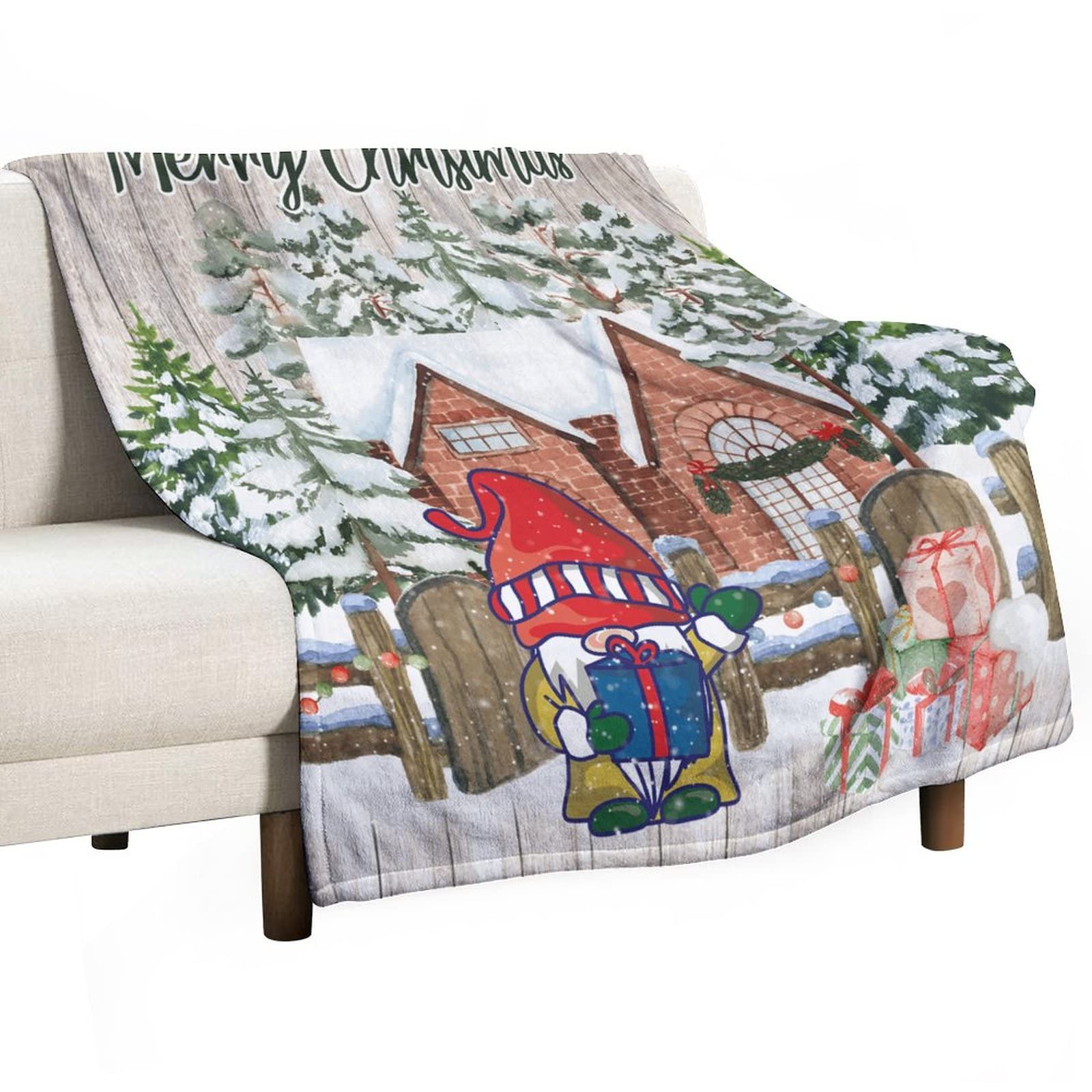 Couverture flanelle gnome de Noël douce pour partager des moments magiques et chauds en famille