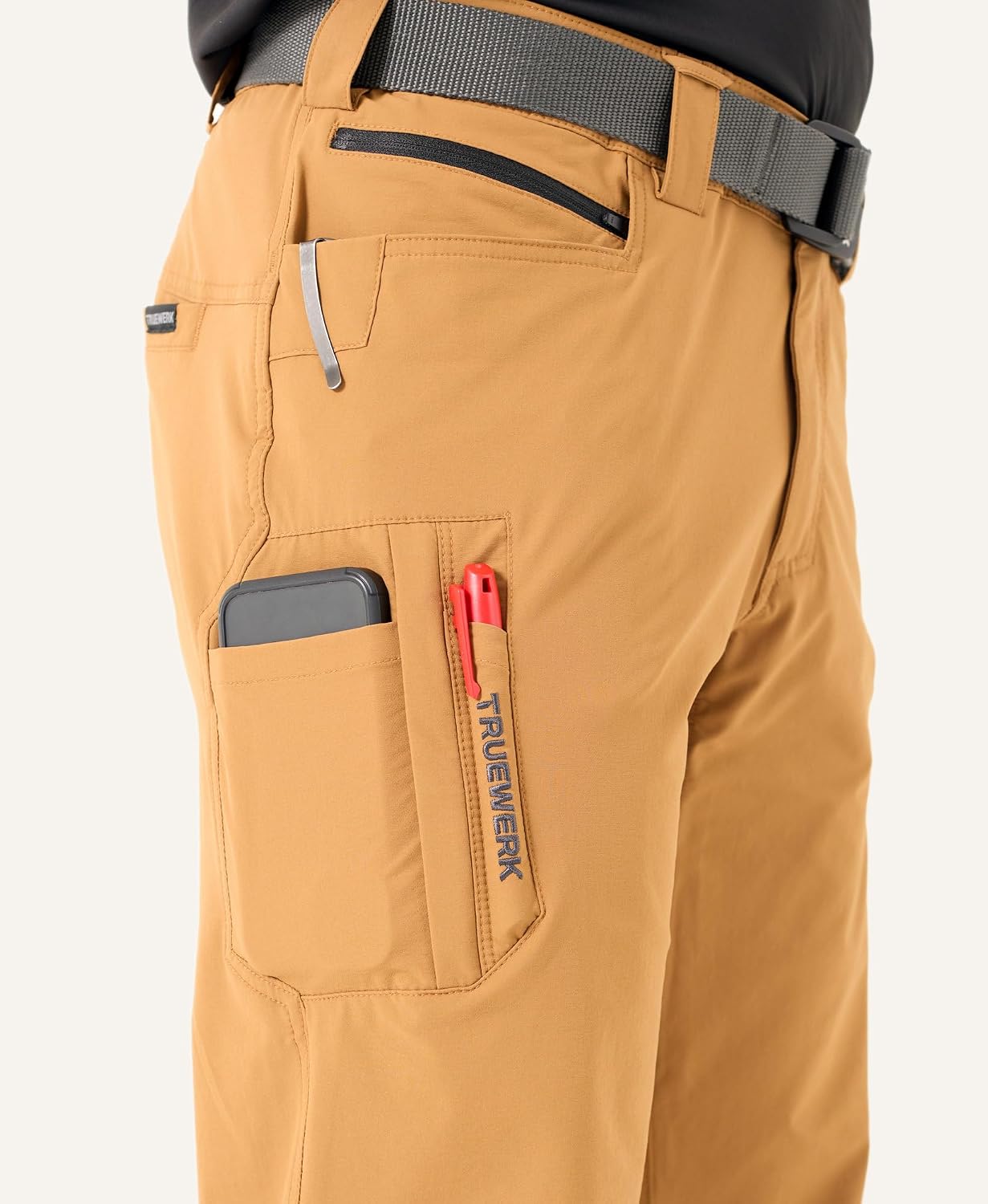 TRUEWERK Men's Lightweight Work Pants - T1 WerkPant, Moisture Wicking, Quick-Dry, 4-Way Stretch Cargo, 8 Pockets thumbnail