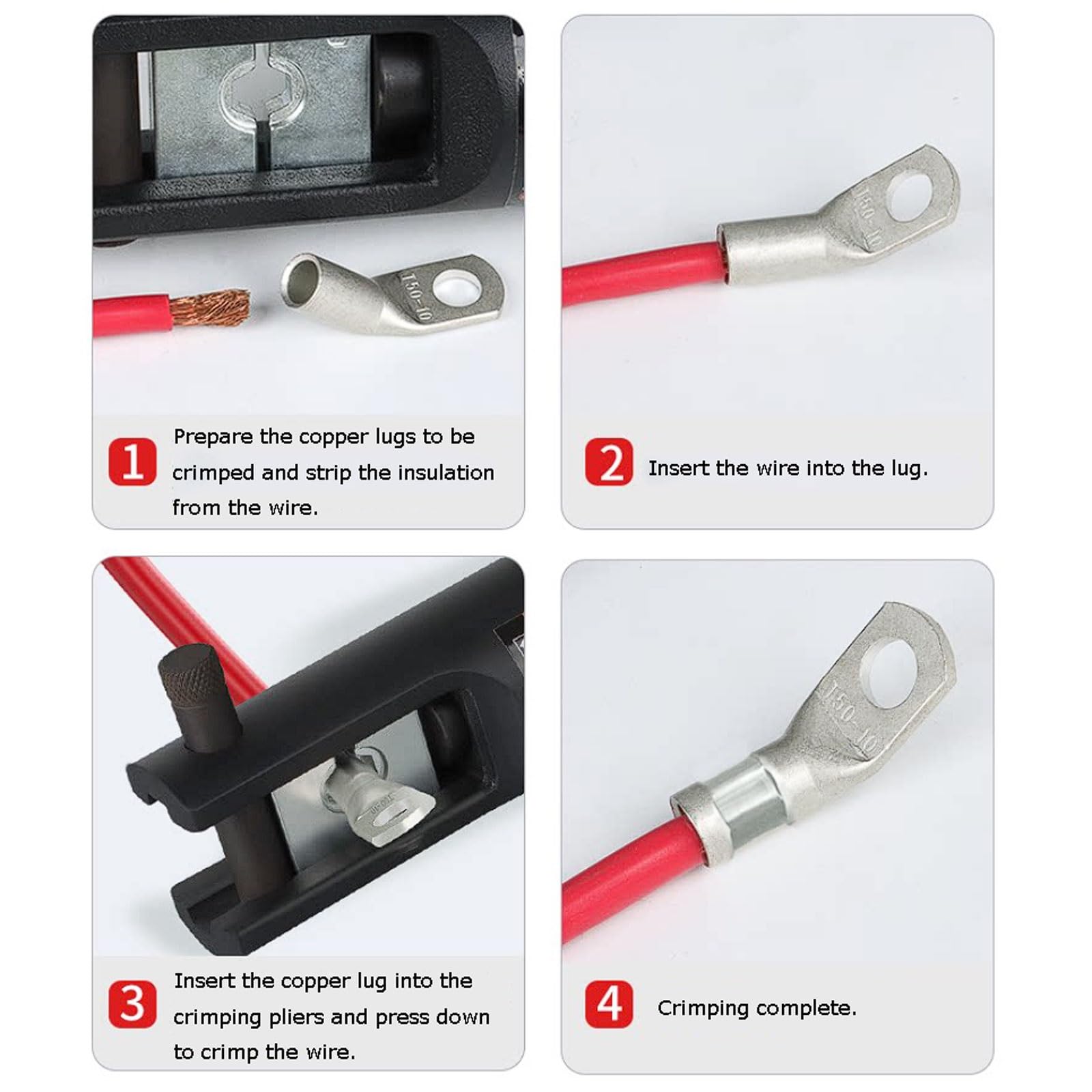 10 sztuk wygiętych końcówek miedzianych T45 stopni, 10-240 mm², czyste zaciski kątowe, materiał T3