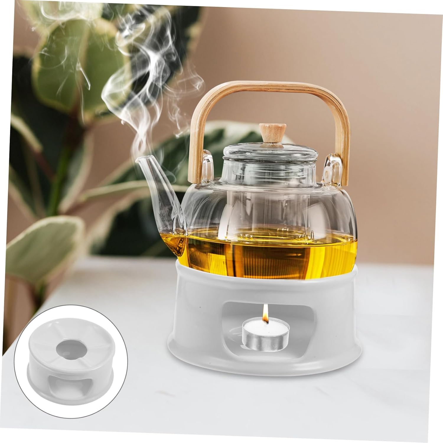 4pcs Ceramic Teapot Warmer Stand Retro - Base for Warming Tea and Food Multifunctional Candle Holder for Teapots Energy-Saving Design for Cozy