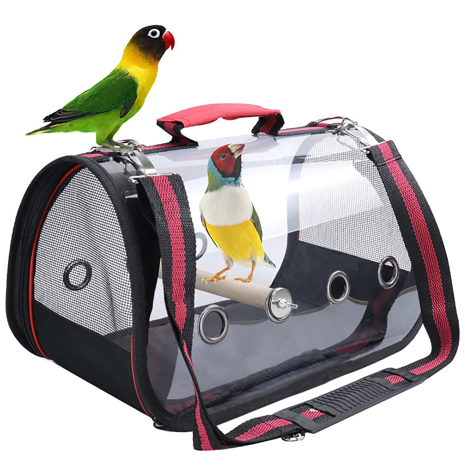 XBL Pet Bird Travel Bag with Stand Perch,Portable Parrot Carrier Transparent Breathable Travel Cage,Lightweight Bird&Small Animals Carrier,Bird Travel Cage