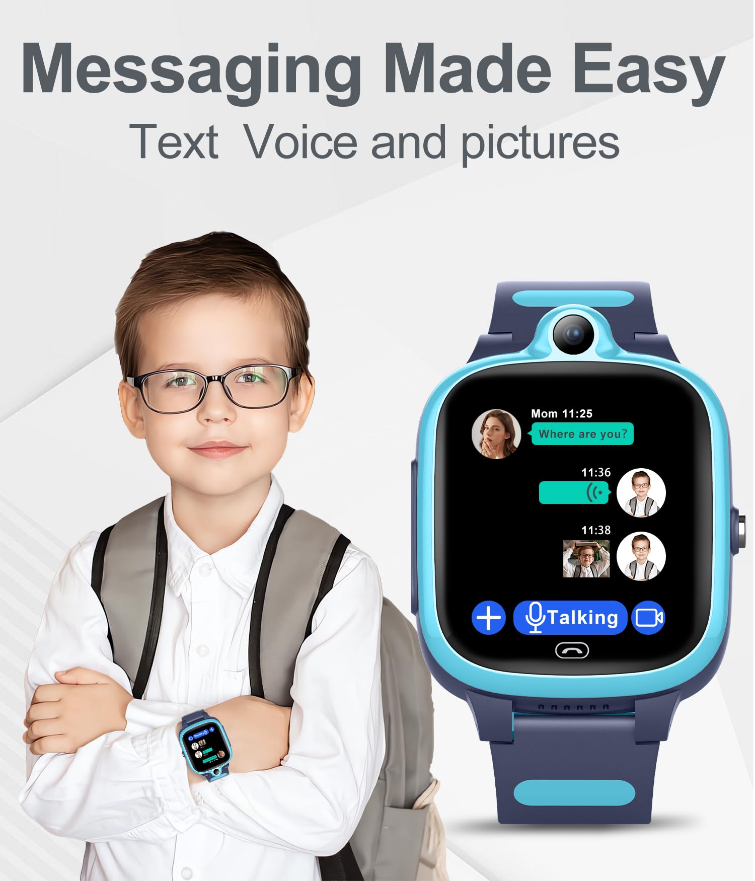 Fitonme Orologio Intelligente 4G Per Bambini Con GPS Tracker, Videochiamata, SOS, Geofence, Impermeabile, Nero - 2