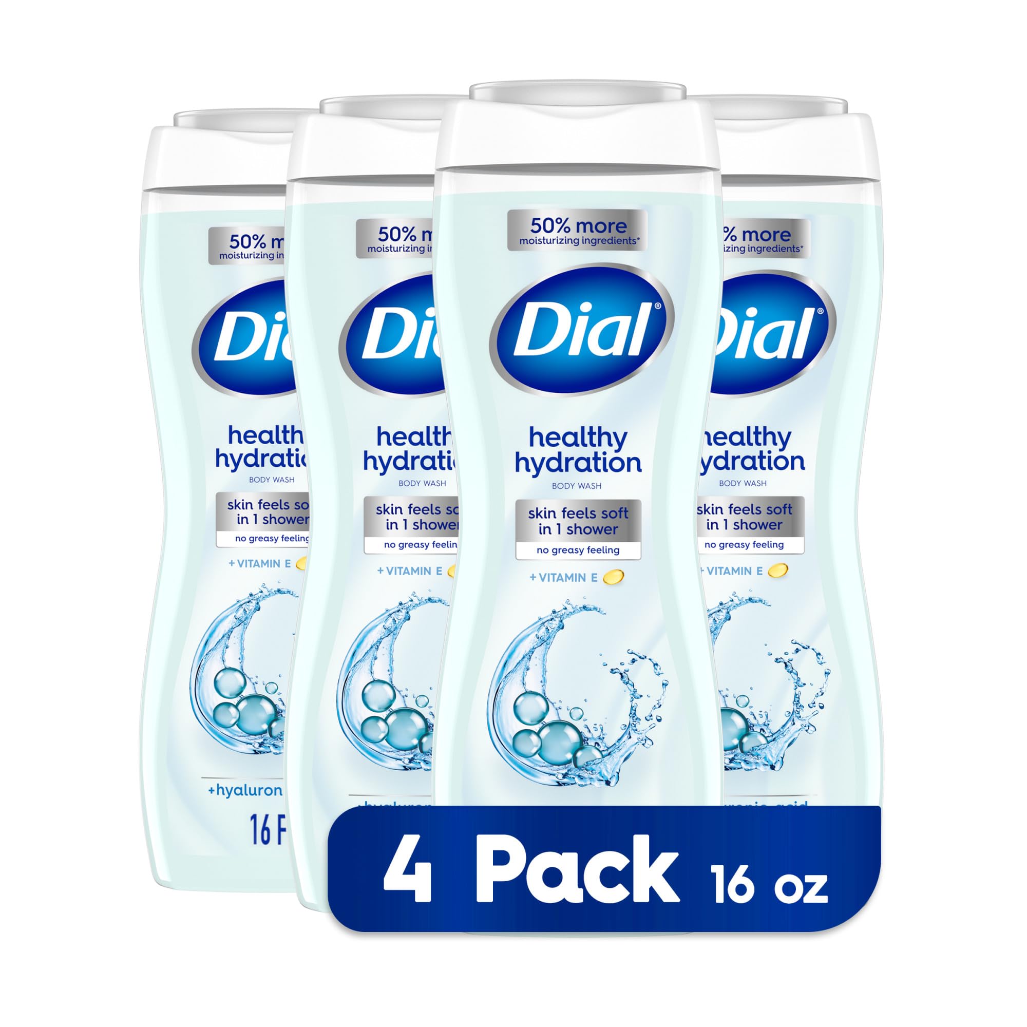 Dial Body Wash, Healthy Hydration, 16 fl oz (Pack of 4)