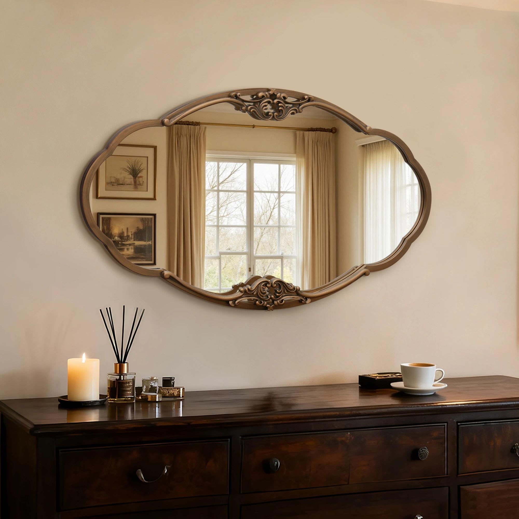 Amazon.com: Besdomus Vintage Gold Wall Mirror: 33