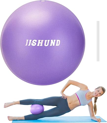Pilates Ball, 9 Inch Small Exercise Mini Soft Workout Yoga Ball with Exercise Guide, for Home Gym Yoga, Pilates, Core Training, Workout, Balance,