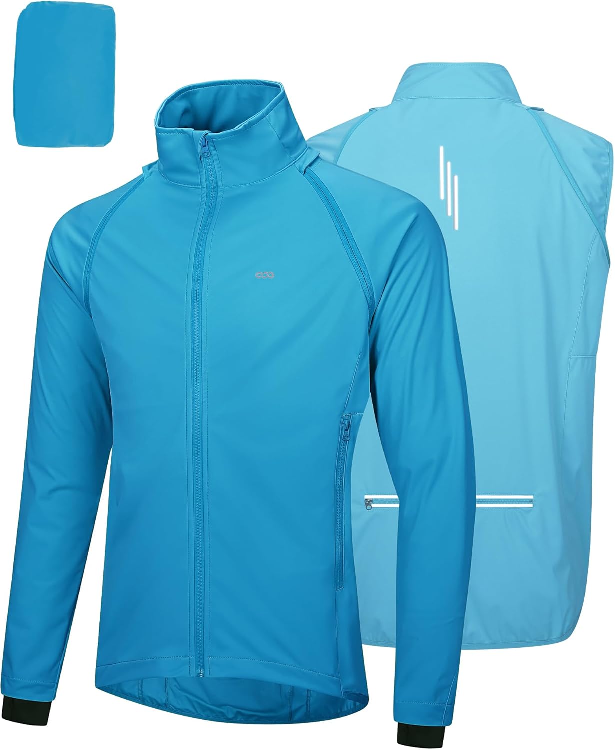 33,000ft Men's Cycling Jacket Long Sleeve, Waterproof Running Bike Vest Outerwear Reflective Windproof Sleeveless Jacket