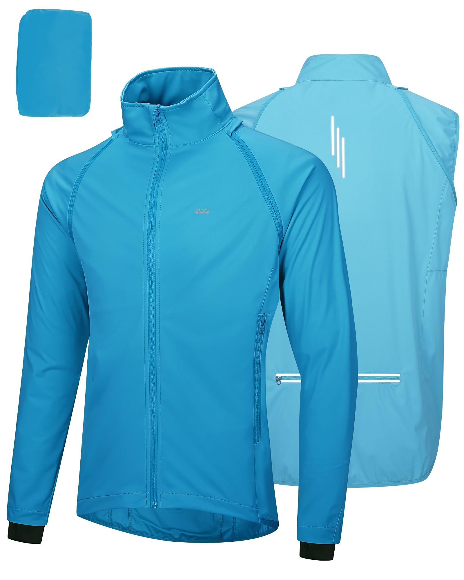33,000ft Men's Cycling Jacket Long Sleeve, Waterproof Running Bike Vest Outerwear Reflective Windproof Sleeveless Jacket