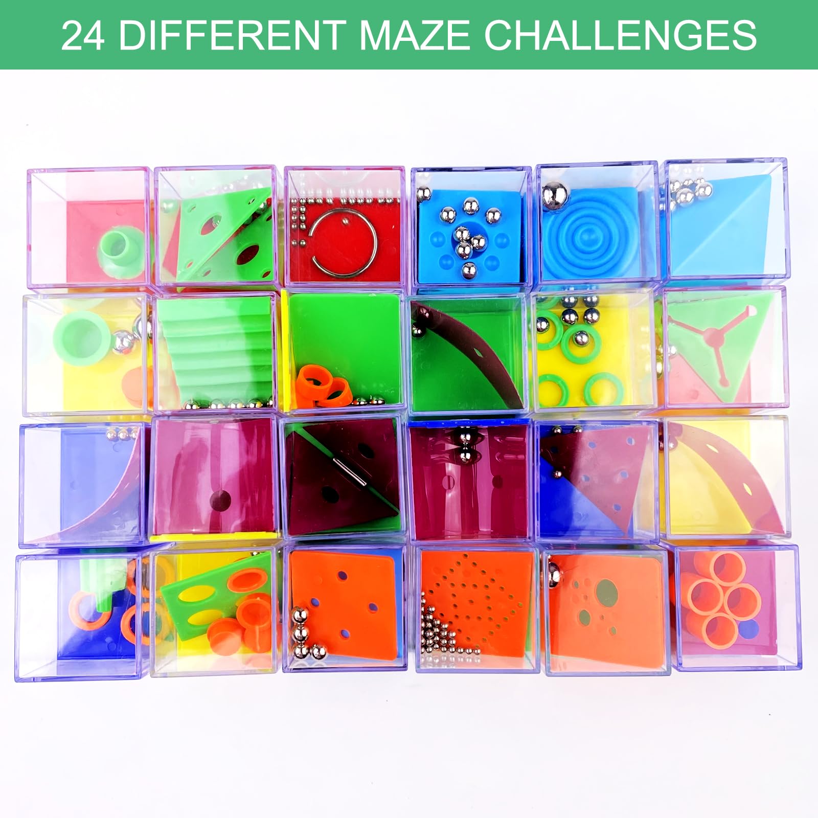 Newpop 24 Piezas Rompecabezas, Mini Puzzle, Regalos para Invitados Cumpleaños, Mini Juegos de Paciencia, Juego de Habilidad Niños Bola, Cubos Rompecabezas