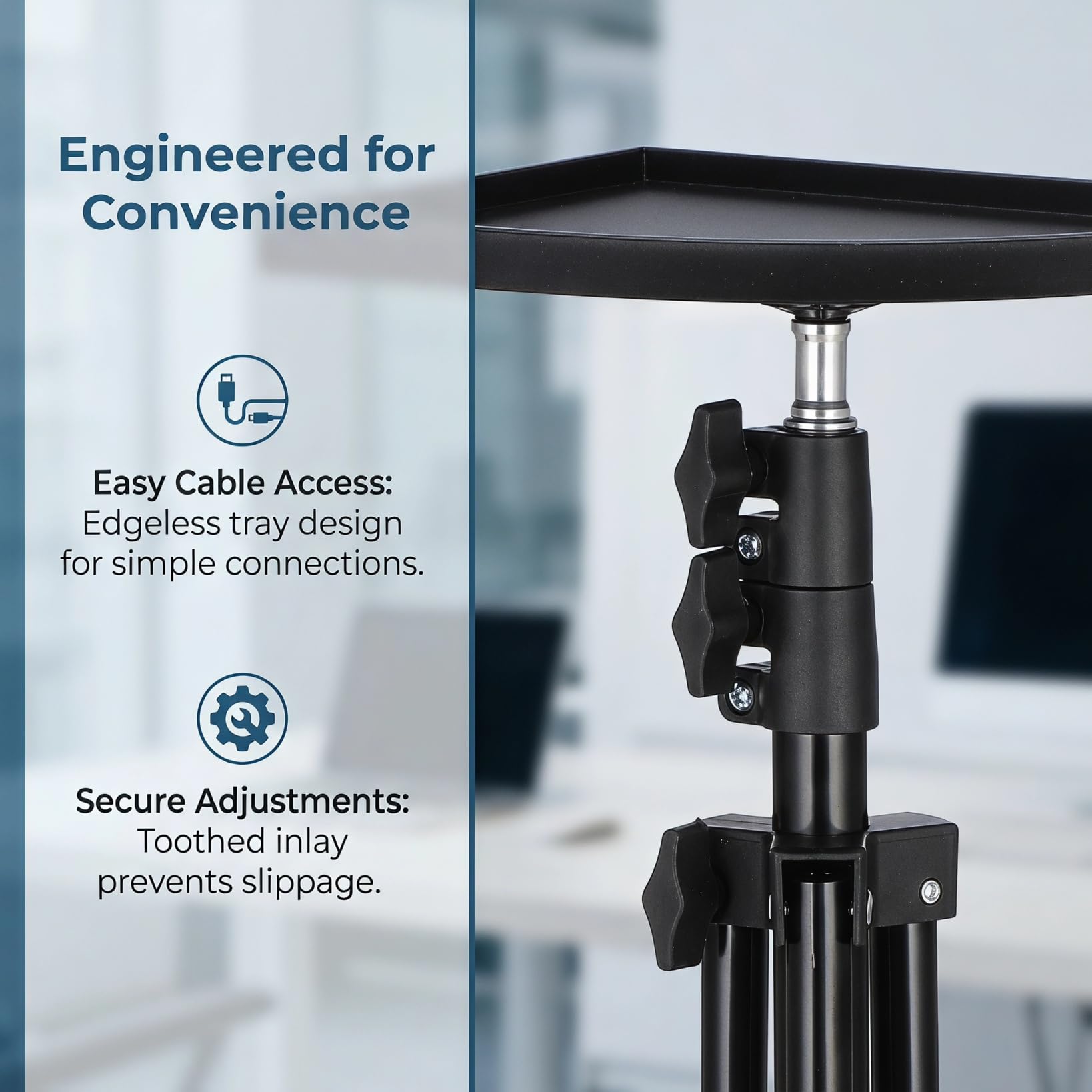 BESPORTBLE Soporte para proyector de altura regulable hasta 1 m, trípode con estante para proyector y portátil, soporte portátil para proyector para cine en casa, oficina y presentaciones al aire