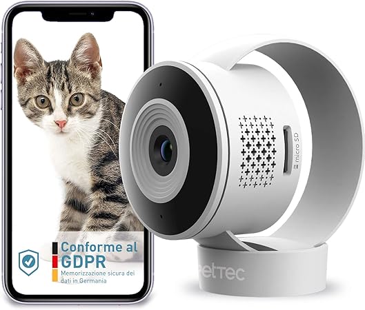Telecamera Per Animali PetTec Cam Lite - Senza Abbonamento, Visione Notturna, App Mobile