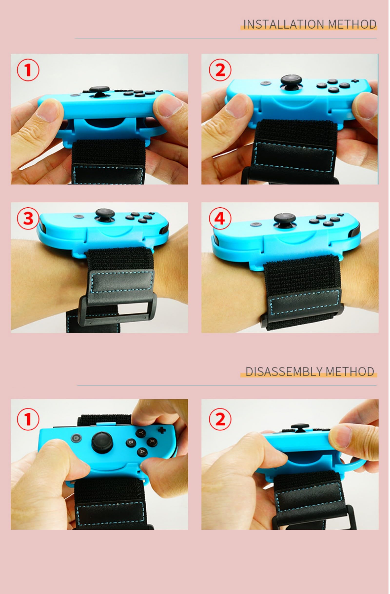 2 Unidades Dance Banda Elástica Ajustable, Band para Just Dance Correas de fijación Deportivas, muñequera para Switch(Azul,Amarillo)