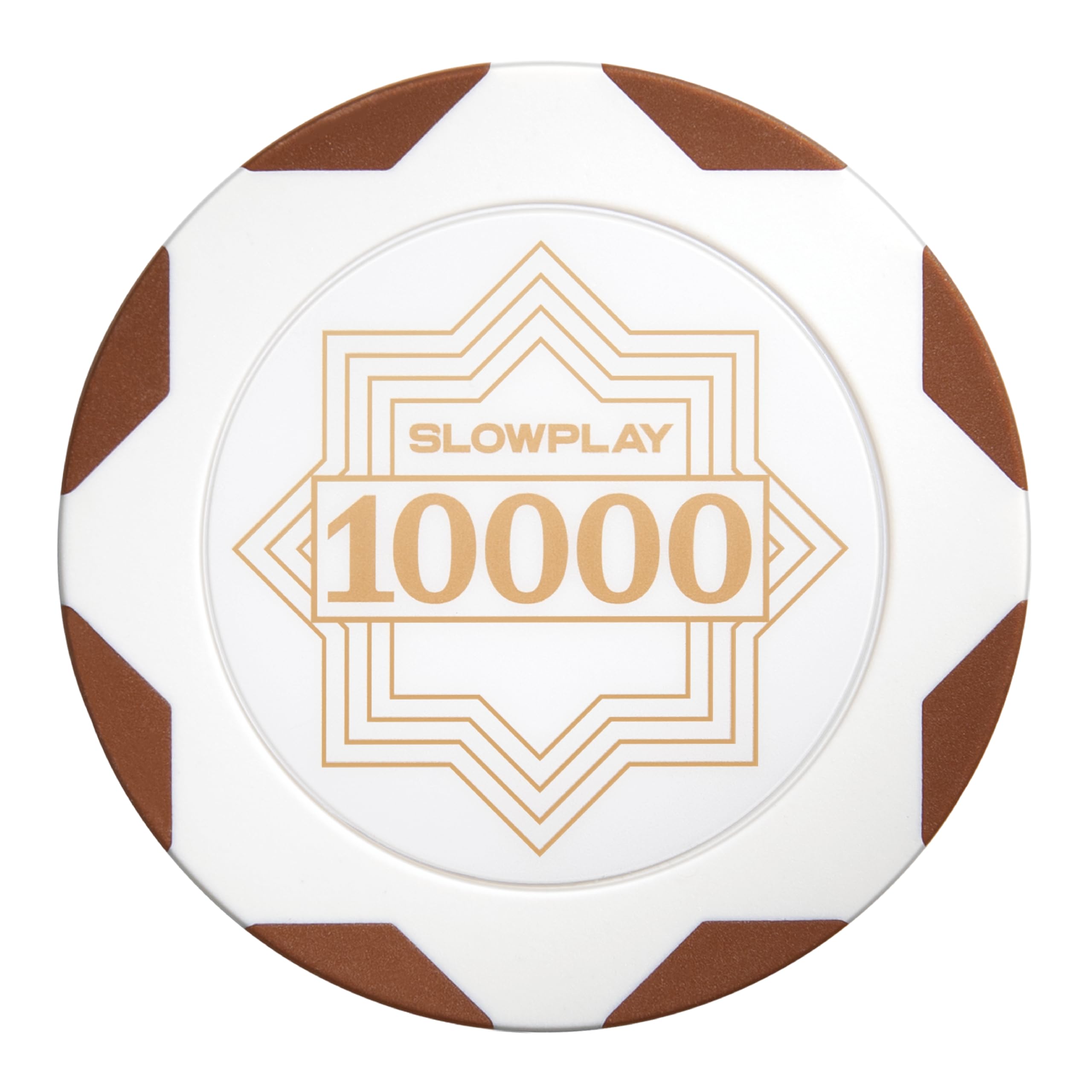 SLOWPLAY Nash Clay Poker Chips White Gold Edition, 14 Grams Heavyweight Clay Composite, 40mm Large Chips in Bulk, Pack of 50 with Denomination of 10000