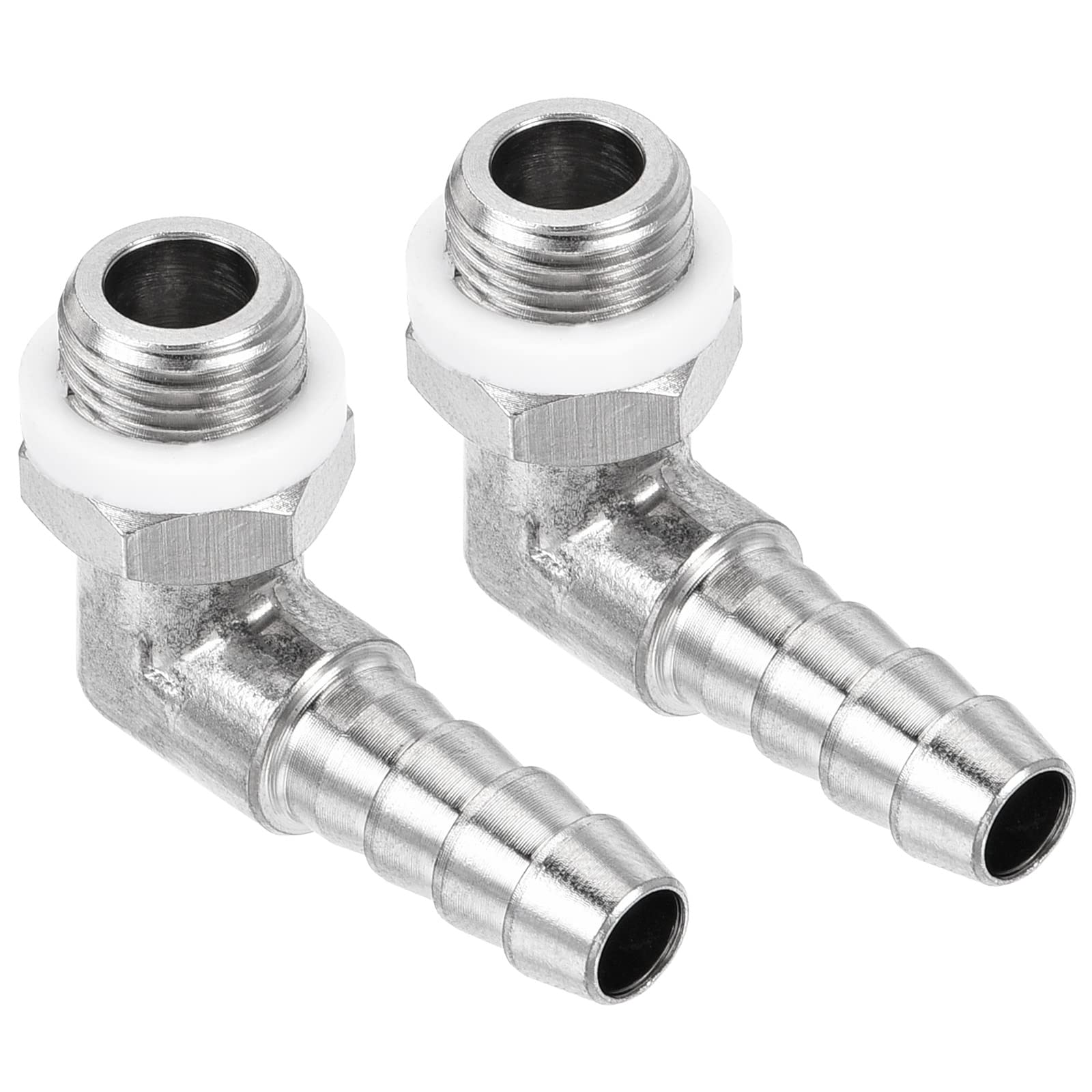 M METERXITY 2 Pcs Hose Barb Fittings - 90 Degree Elbow Nickel-Plated 6mm Barbed Pipe Connector with Hose Apply to Gas(M10x1 Male Thread)