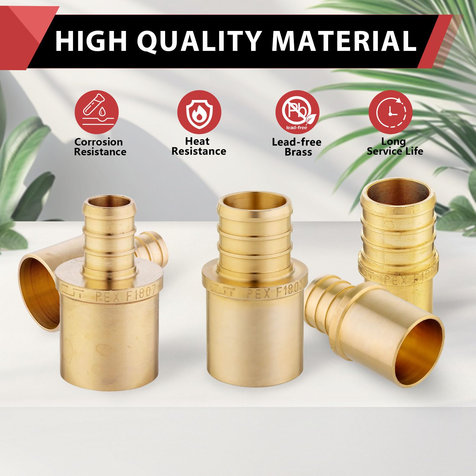 Snapklik.com : (Pack Of 5) Pex Crimp Brass Fitting 3/4" Pex X 1/2" Male