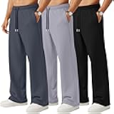 Neer 3 Pack Men's Sweatpants Lightweight Athletic Drawstring Open Bottom Pants Workout Running Lounge Pants with Pocket