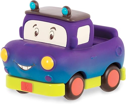 Miniatura 6 de B toys by Battat BX1909Z - Juego de mini vehículos sin espalda multicolor camión de 3 piezas camioneta caravana policía