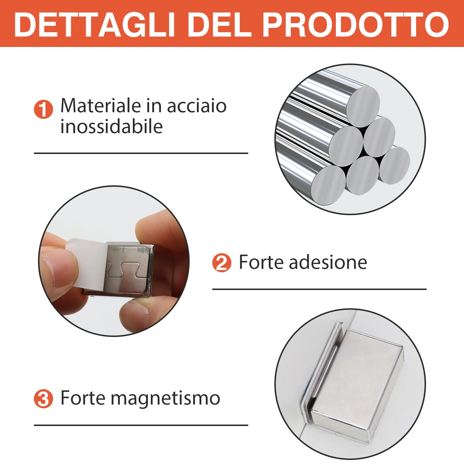 VEGCOO 6 Pezzi Calamite per Mobili Chiusura, Chiusura Magnetica Porta Inox Forte, Serratura Magnetica Potenti Adesivo per Porta, Cassetti, Cucina e Bagno (30 mm)
