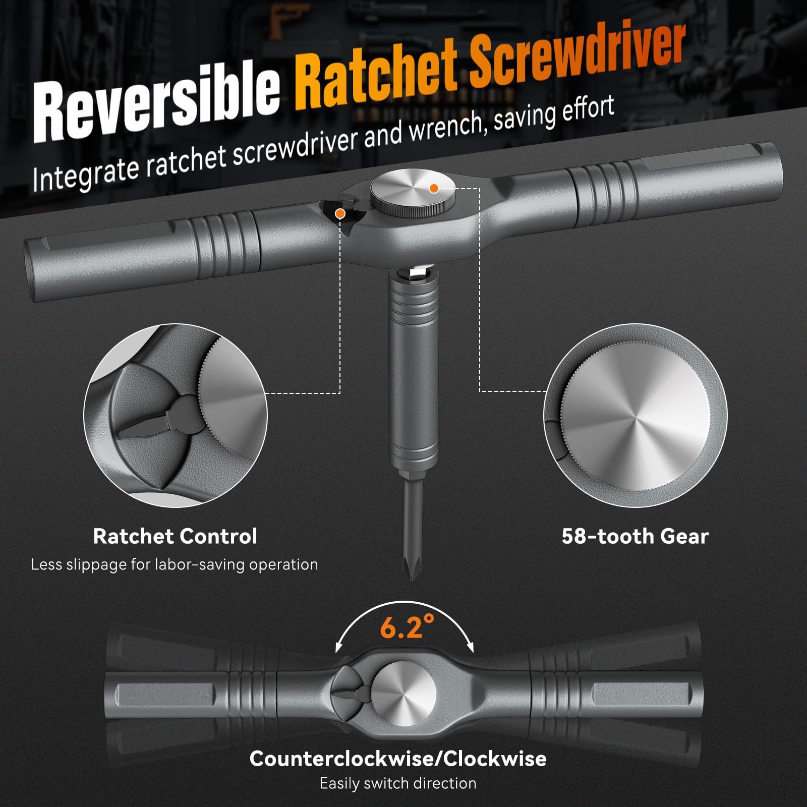 Housolution 66 in 1 Set di Cacciaviti a Rocchetto, Maniglia Sgabinabile, Testa 6,2°, Bit in Acciaio S2 Combinabili, Kit Portatile per Regali di Natale, Mobili, Computer, Biciclette, DIY