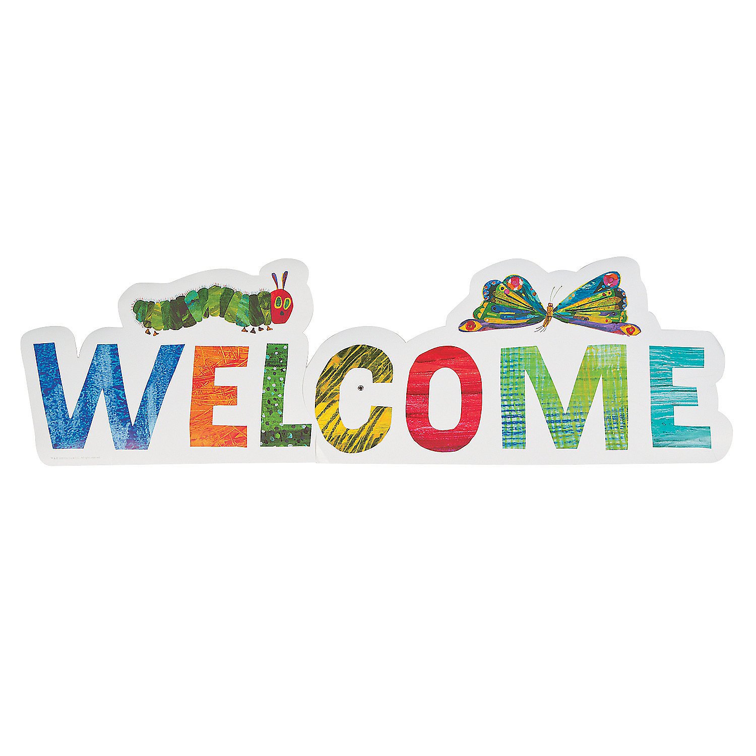 Fun Express 52.25” x 13.5” The Very Hungry Caterpillar Welcome Sign World Eric Carle - Fun, Educational Decor for Kids’ Learning Activities - 1 Piece