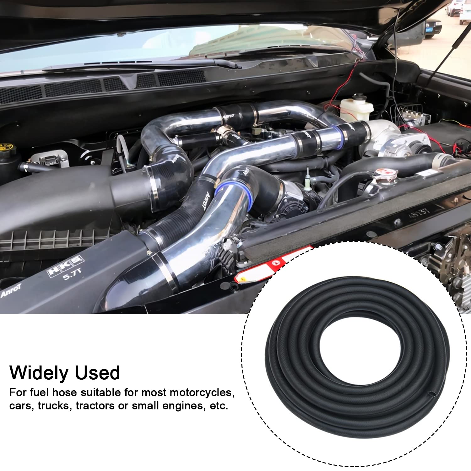 Fuel Pipe Set - 5/16" 8mm Inner Diameter Fuel Hose With 10 Clamps, For Cars, Trucks, Small Engines-444160