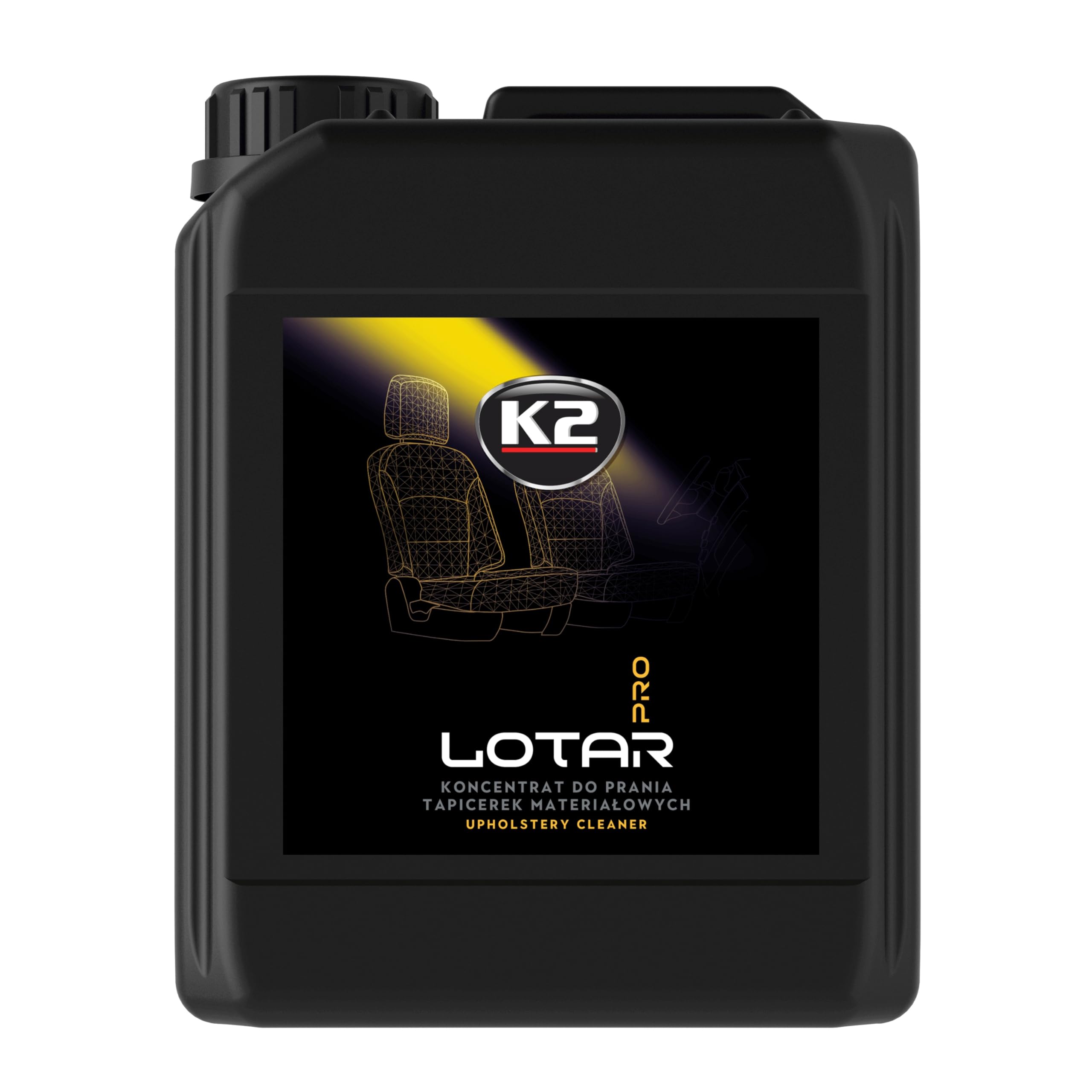K2 LOTAR PRO Limpiador de Tapicería y Alfombras Concentrado – Detergente para Limpieza por Extracción o Manual – No Deja Manchas ni Residuos – 5L