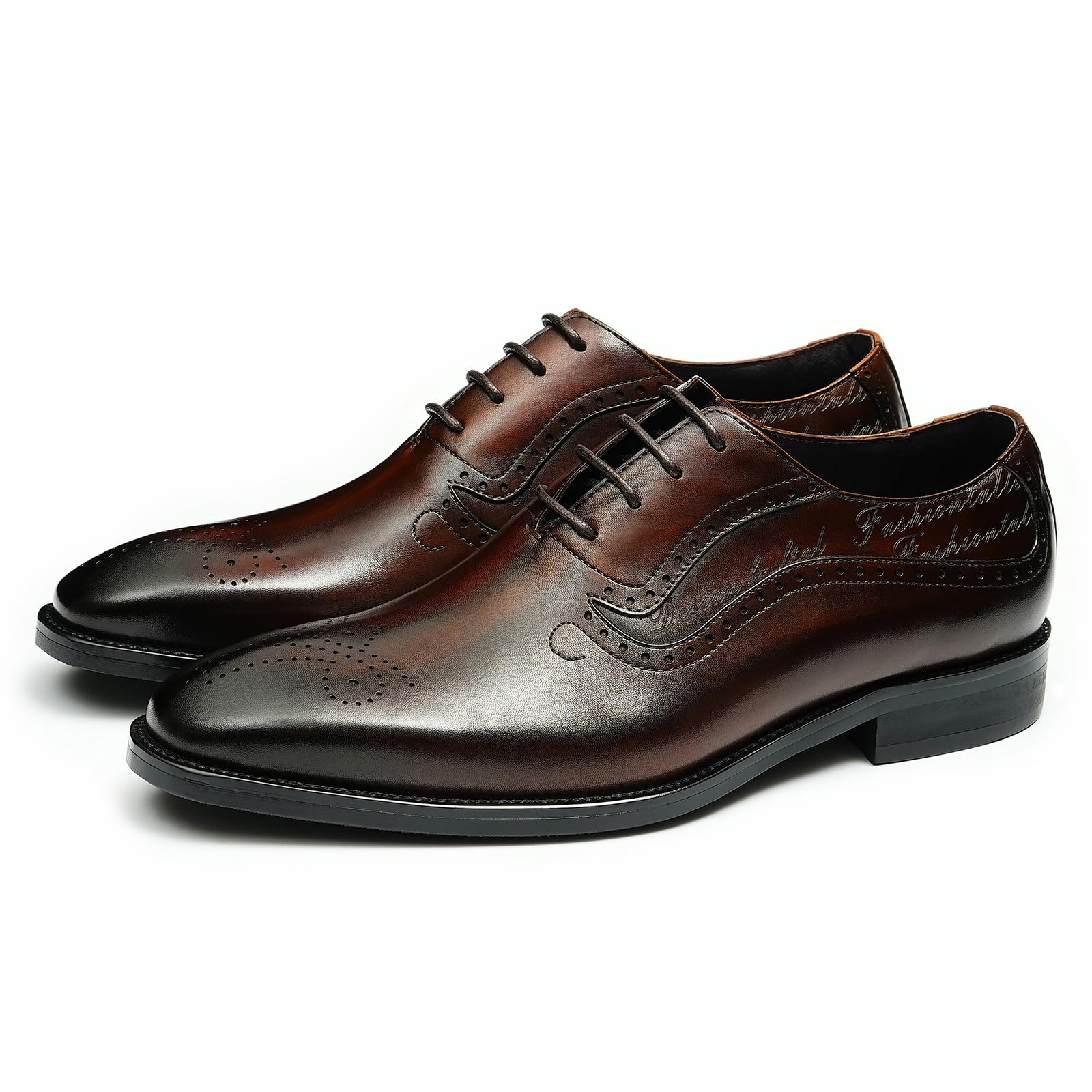 Brogues Formali Affari da Uomo Oxfords Eleganti in Vera Pelle Scarpe Basse Stringate da Abito
