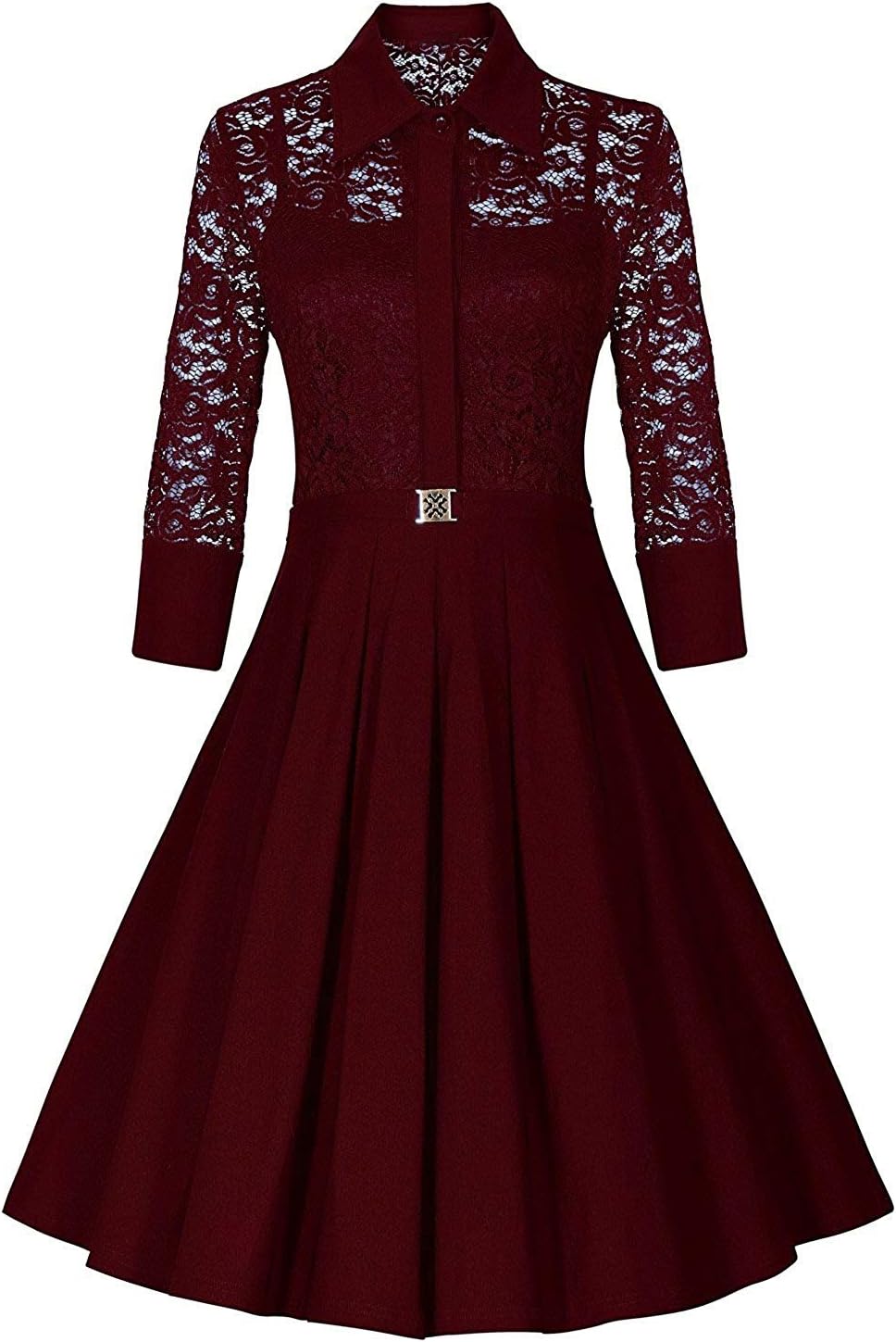 JB Creation Women's Vintage Style Flair A Line Dresses (MAROON)