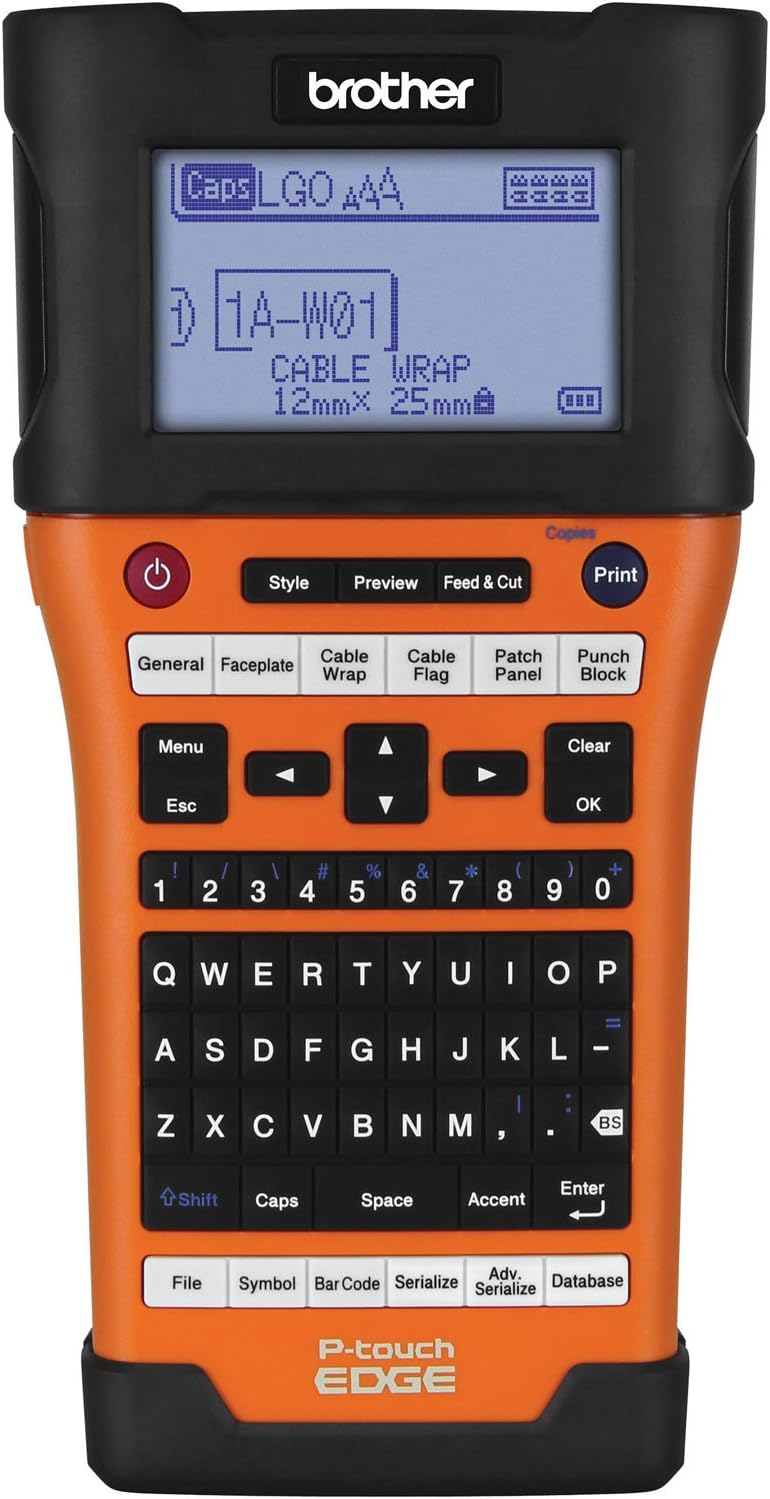 Brother Mobile PTE500 Handheld Labeling Tool, USB Interface, Li-ion, Auto Cut, Carrycase