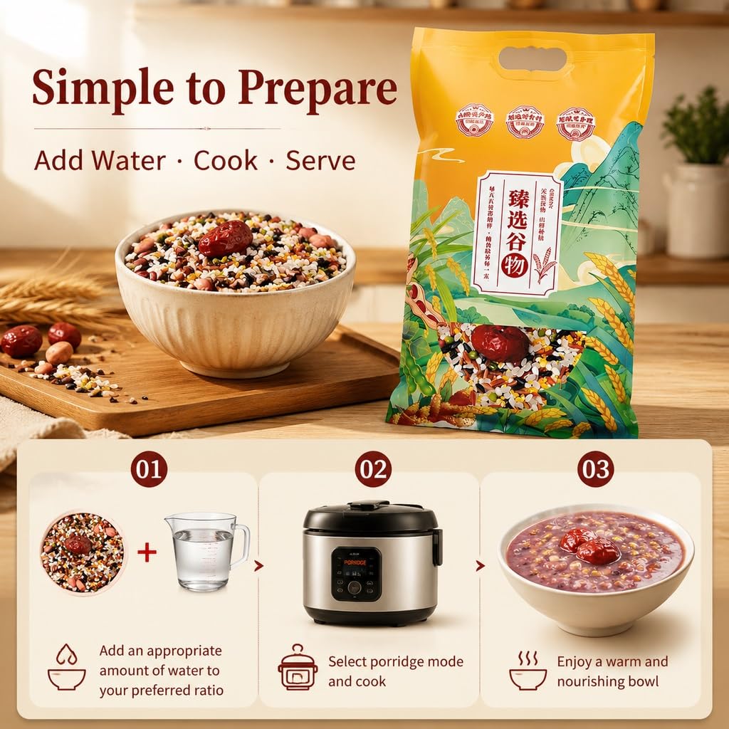 Mezcla De Gachas Avena Eight Treasures 2500 G - Nutritiva Varios Cereales For Uso Doméstico Y Comercial Ingredientes Cocción Fáciles For El Desayuno, Almuerzo La Cena