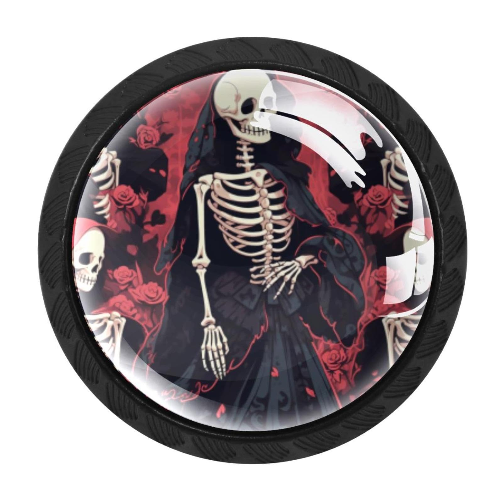 CHENZZZZ 4 Pack Black Skeleton Kitchen Handles, Cabinet Pulls Hardware for Cupboard Drawer Knobs Dresser Pulls