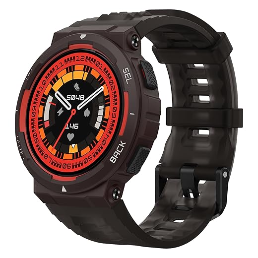 Amazfit T-Rex Pro Smart Watch for Men Rugged Outdoor GPS Watch, 18 Day Battery Life, 15 Military Standard Certified, 100+ Sports Modes, 10 ATM Water-Resistant, Black (Renewed)