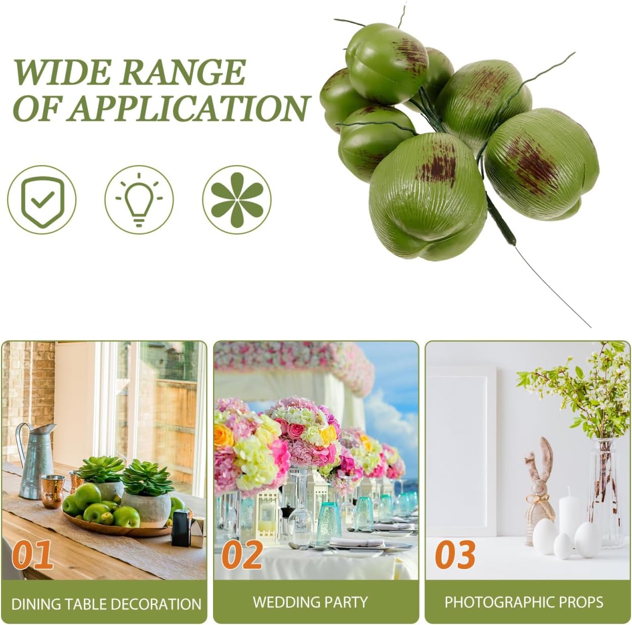 PRETYZOOM Coconuts Prop Artificial Fruit Decor Simulation Coconuts for Home Decoration