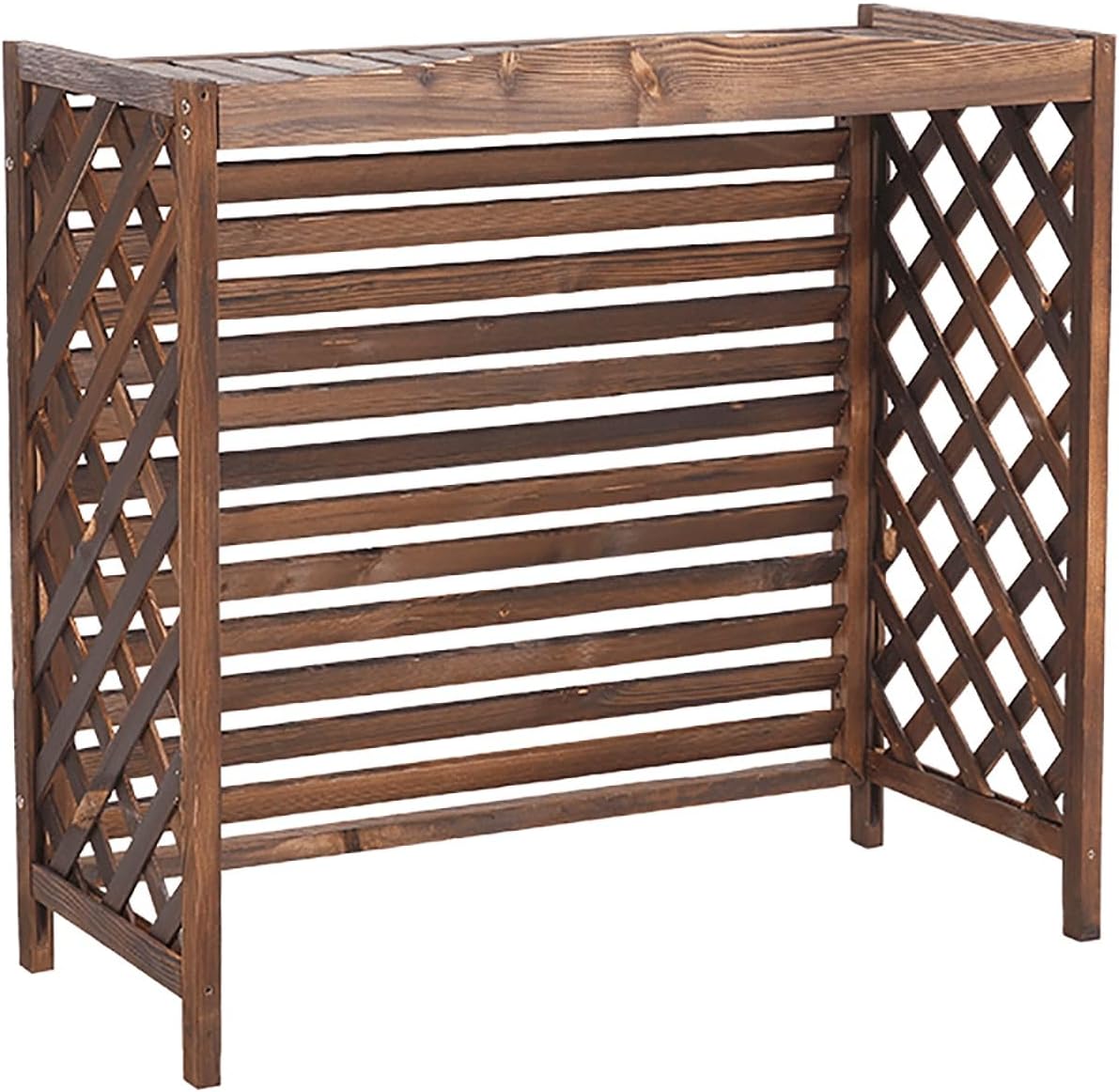 Outdoor Fence Air Conditione Cover Privacy Screens Solid Wood Flower Rack Shutters Privacy Fence Display Stand Plant Flower Pot Breathable for Winter And Summer Trash Can Enclosure ( Size : 105x47x100