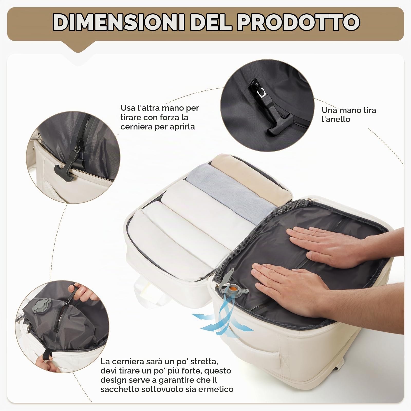 SZLX Zaino A Vuoto Bagaglio A Mano Donna, Zaino Airbag Con Sistema Di Vuoto Per Viaggi, Ryanair Viaggio Ruscksack Dimensione Cabina Con Pompa Impermeabile Uomo Valigia A Vuoto