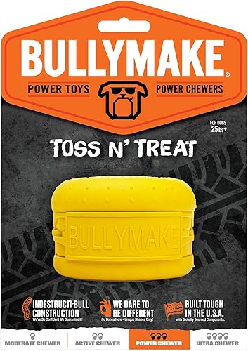 BULLYMAKE Juguete para masticar de goma con hamburguesa con queso balístico para perros, juguete de goma para perros, hecho en Estados Unidos,